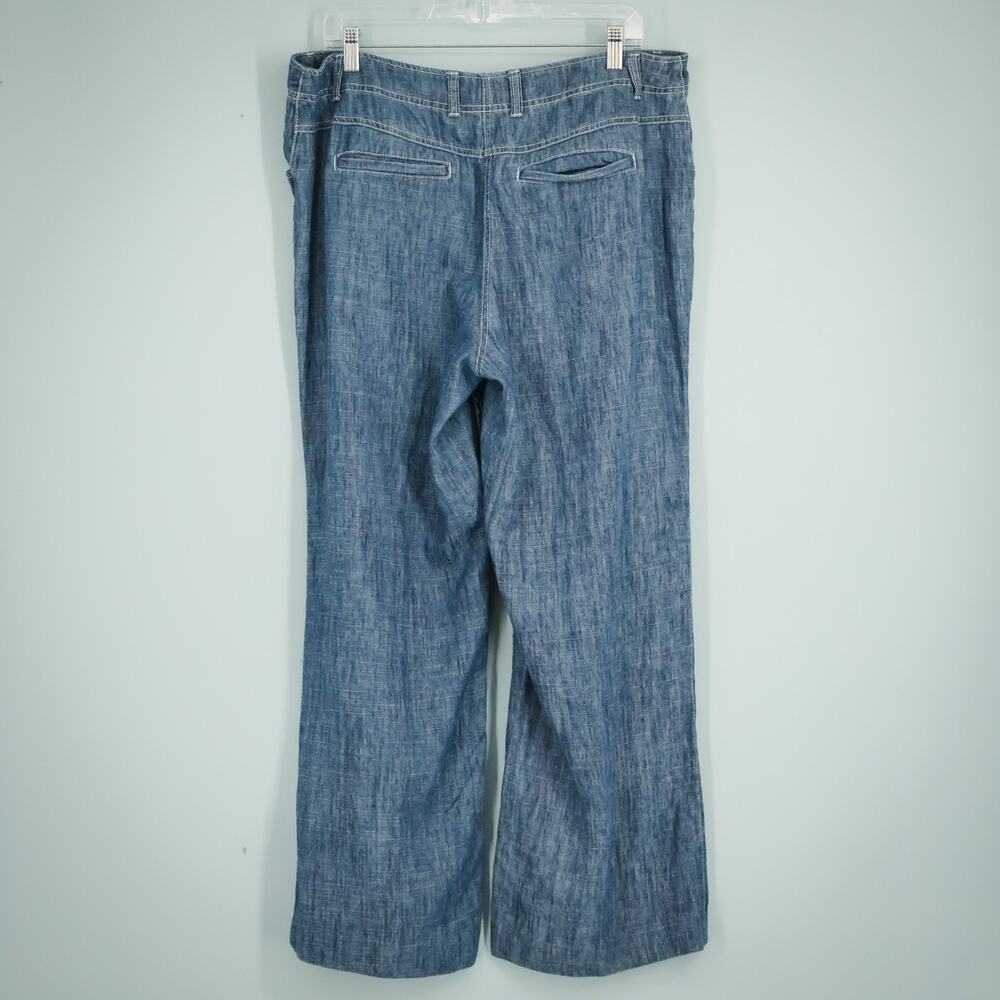 J. Jill Size 16 Blue Chambray Wide Leg Linen Blend Artsy Lagenlook Pants - Picture 3 of 7